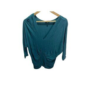 BEBE Women's Blouse Blue V-neck Dolman Sleeve Stretch  XS  Y2K